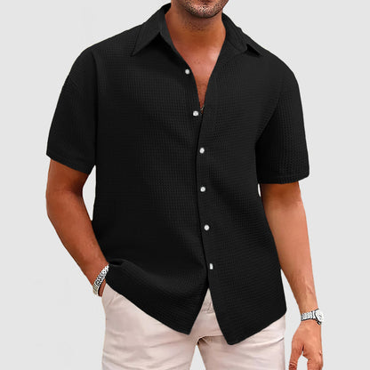 Chemise homme manches courtes – Coupe décontractée – Maille gaufrée respirante