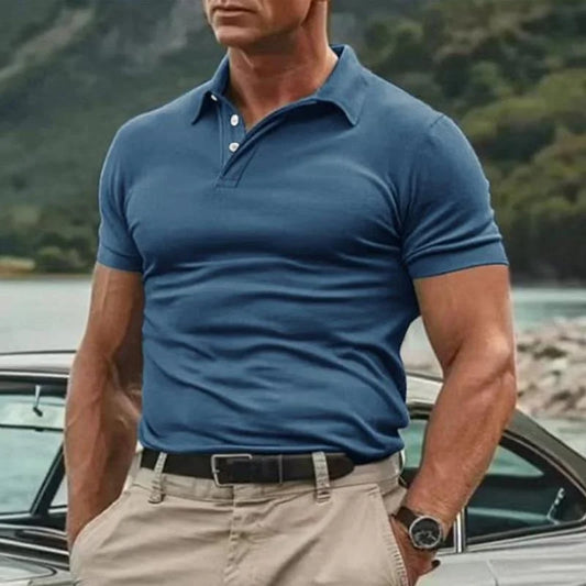 Polo homme – Coupe ajustée – Maille douce – Manches courtes – Col boutonné