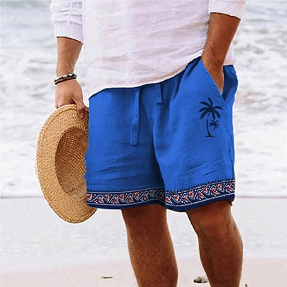 Short de bain homme – Coupe décontractée – Motif palmier – Tissu respirant – Longueur genou