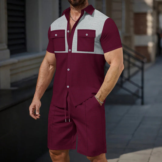 Chemise homme manches courtes – Coupe régulière – Poches poitrine – Détail contrasté