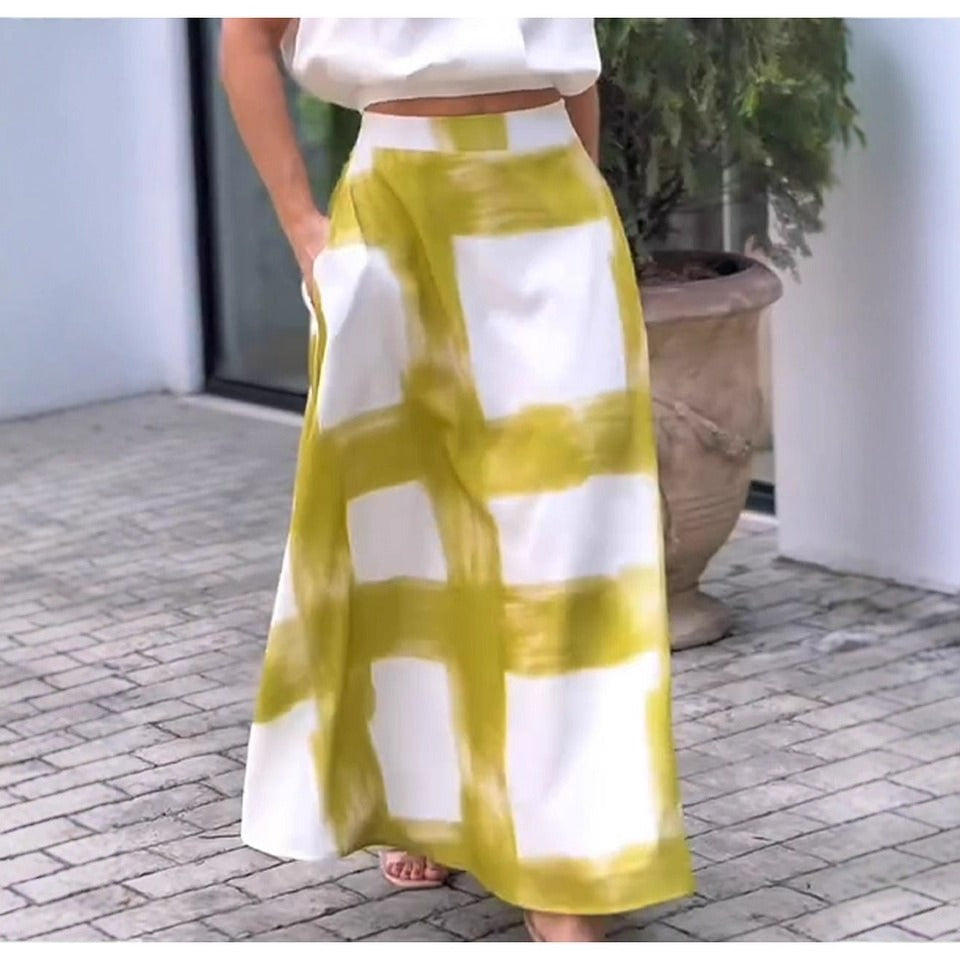 Jupe évasée femme – Coupe fluide – Motif à carreaux