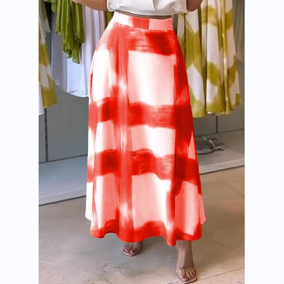 Jupe évasée femme – Coupe fluide – Motif à carreaux