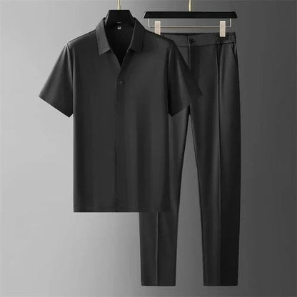 Ensemble Homme – Coupe Slim – Chemise Manches Courtes Col Classique – Pantalon Tailleur