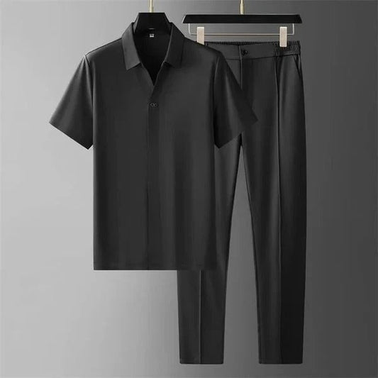 Ensemble Homme – Coupe Slim – Chemise Manches Courtes Col Classique – Pantalon Tailleur