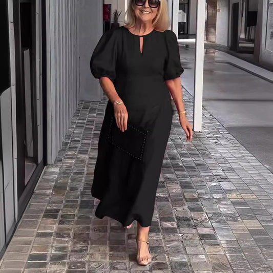 Robe longue femme – Coupe fluide – Manches bouffantes