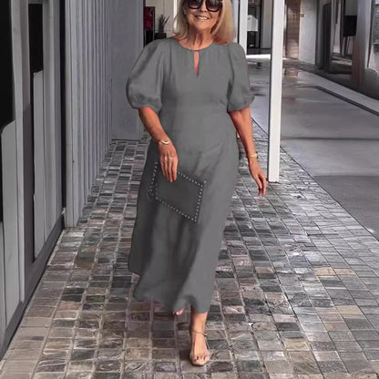Robe longue femme – Coupe fluide – Manches bouffantes
