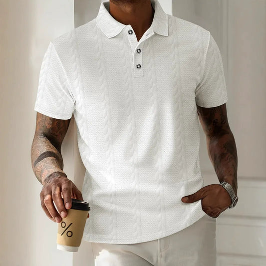 Polo homme – Coupe régulière – Jacquard texturé – Manches courtes – Col classique