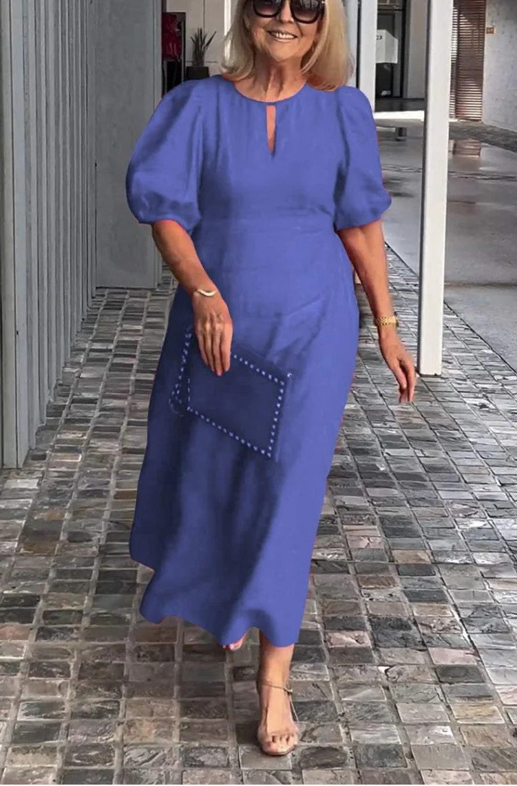 Robe longue femme – Coupe fluide – Manches bouffantes