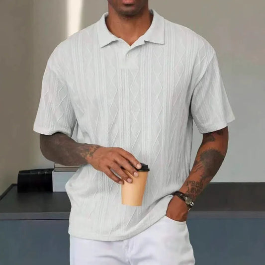 Polo homme – Coupe décontractée – Coton – Maille texturée – Manches courtes