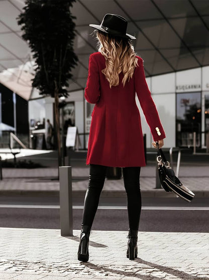 Manteau Femme – Laine – Coupe Cintrée – Double Boutonnage – Longueur Mi-Cuisse