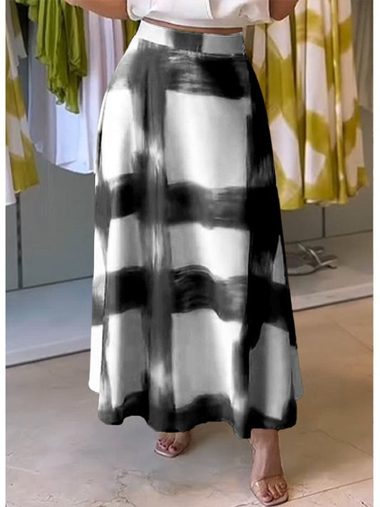 Jupe évasée femme – Coupe fluide – Motif à carreaux