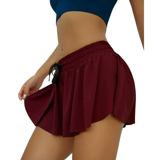 Short de sport femme – Coupe slim – Taille élastique – Style double couche