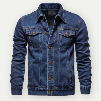 Veste trucker homme – Coupe ajustée – Denim – Boutonnage frontal – Poches utilitaires