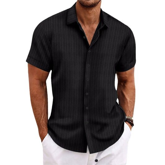 Chemise homme – Coupe décontractée – Manches courtes – Texture Jacquard