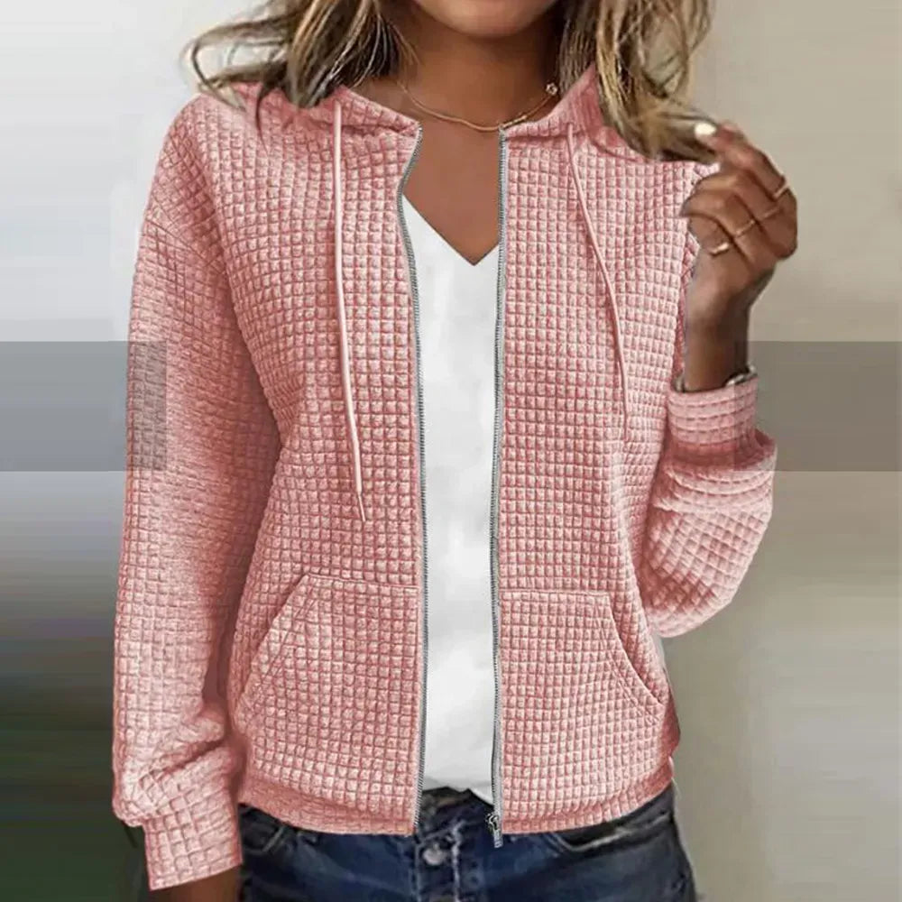 Veste femme – Coupe décontractée – Capuche – Fermeture zippée