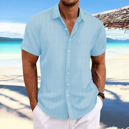 Chemise homme – Coupe décontractée – Manches courtes – Texture Jacquard