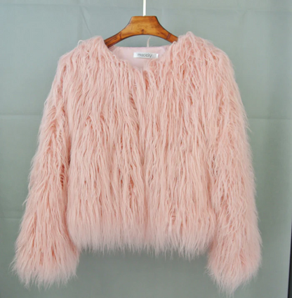 Veste femme courte – Coupe oversize – Effet fourrure – Texture duveteuse