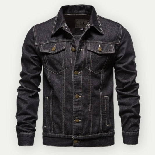 Veste trucker homme – Coupe ajustée – Denim – Boutonnage frontal – Poches utilitaires