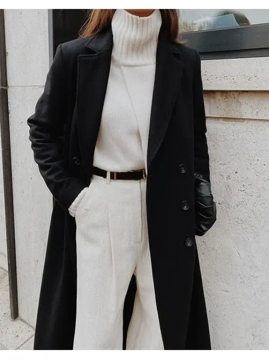 Manteau femme – Coupe cintrée – Laine – Longueur cheville – Double boutonnage