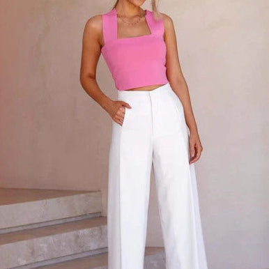 Top court femme – Encolure carrée – Bretelles larges – Coupe moulante