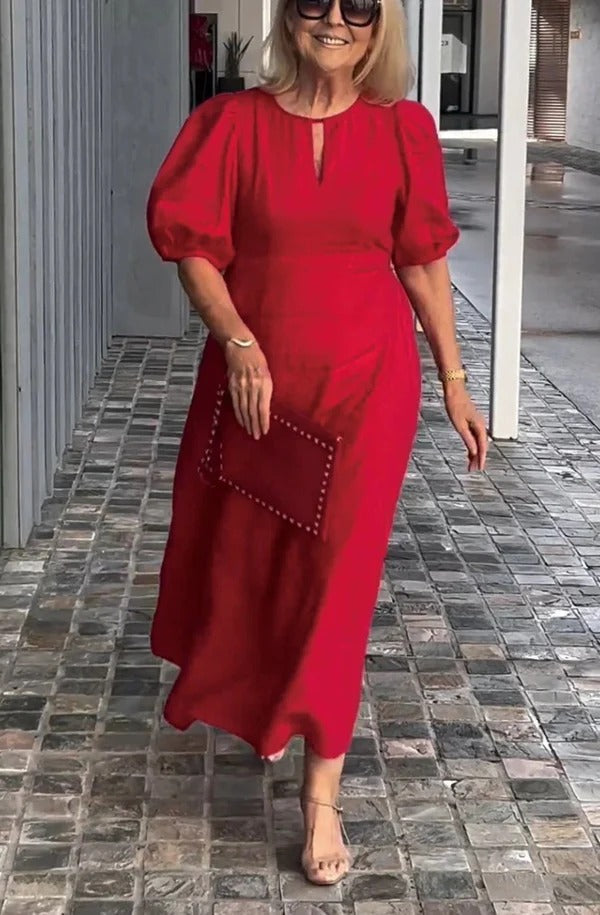 Robe longue femme – Coupe fluide – Manches bouffantes