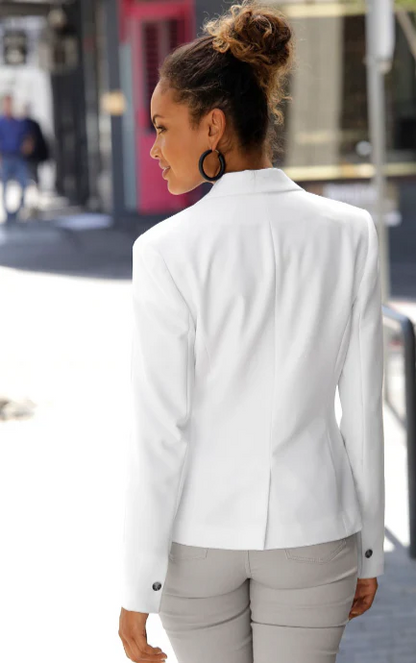 Blazer femme – Coupe cintrée – Un bouton – Revers à encoche – Manches longues