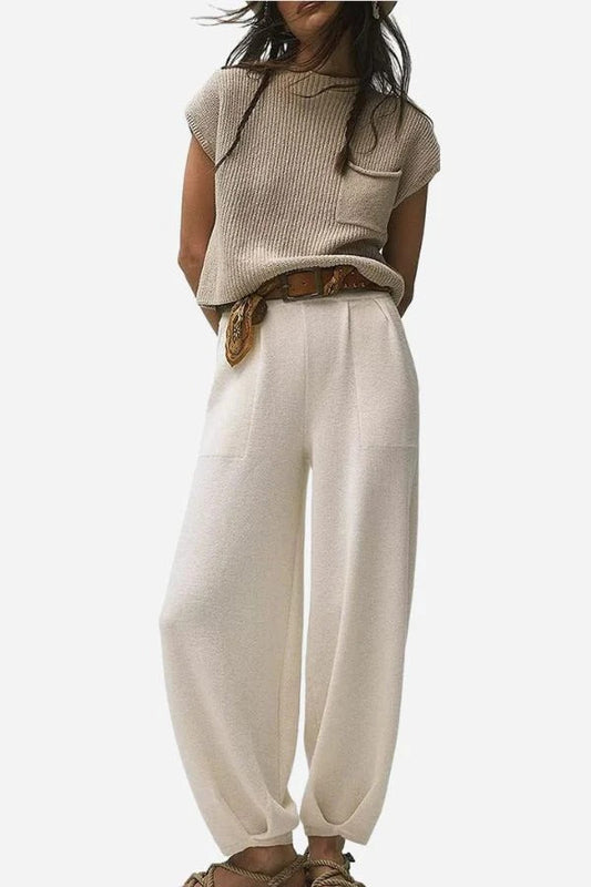 Ensemble Femme – Débardeur Côtelé Détendu – Pantalon à jambes larges