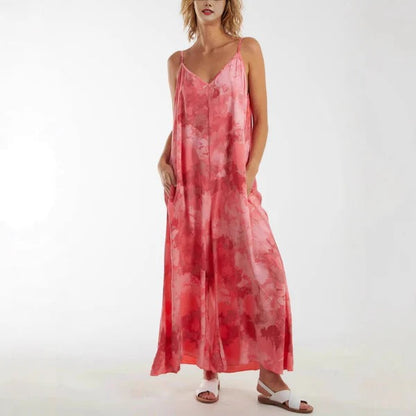 Robe longue femme – Coupe fluide – Bretelles réglables – Tissu respirant doux