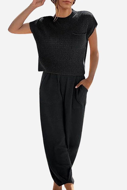 Ensemble Femme – Débardeur Côtelé Détendu – Pantalon à jambes larges