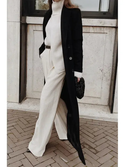 Manteau femme – Coupe cintrée – Laine – Longueur cheville – Double boutonnage