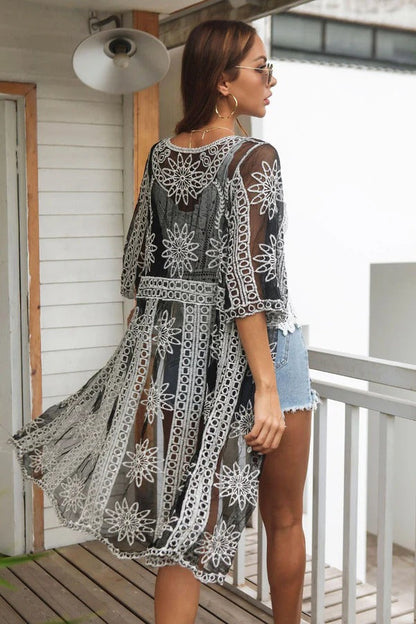 Kimono femme – coupe fluide – détails crochet élégants