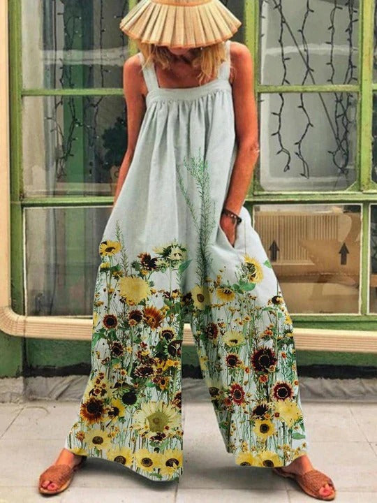 Salopette femme – Imprimé artistique – Coupe ample – Jambe large