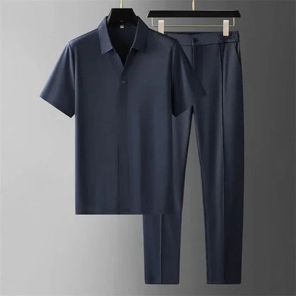 Ensemble Homme – Coupe Slim – Chemise Manches Courtes Col Classique – Pantalon Tailleur