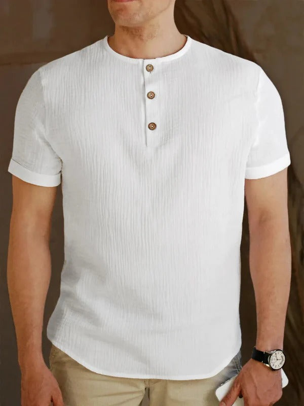 Men's Henley T-shirt – Regular fit – Soft knit – Short sleeves – Buttoned collar