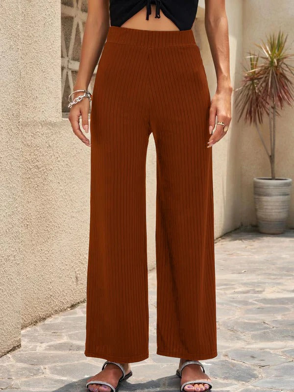 Pantalon palazzo femme – Taille haute – Coupe large – Plissé – Tissu léger respirant