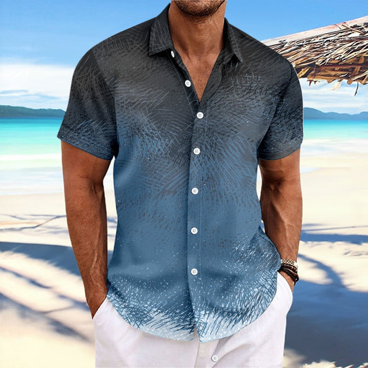 Chemise homme manches courtes – coupe décontractée – coton – rayures dégradées