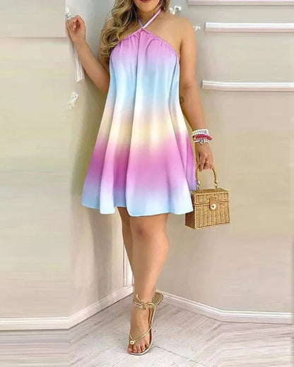 Robe Femme Mini Halter – Imprimé Fleuri – Coupe Évasée
