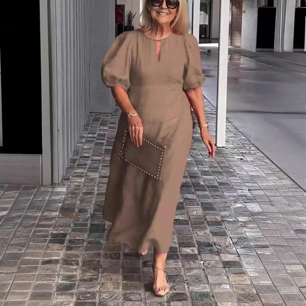 Robe longue femme – Coupe fluide – Manches bouffantes