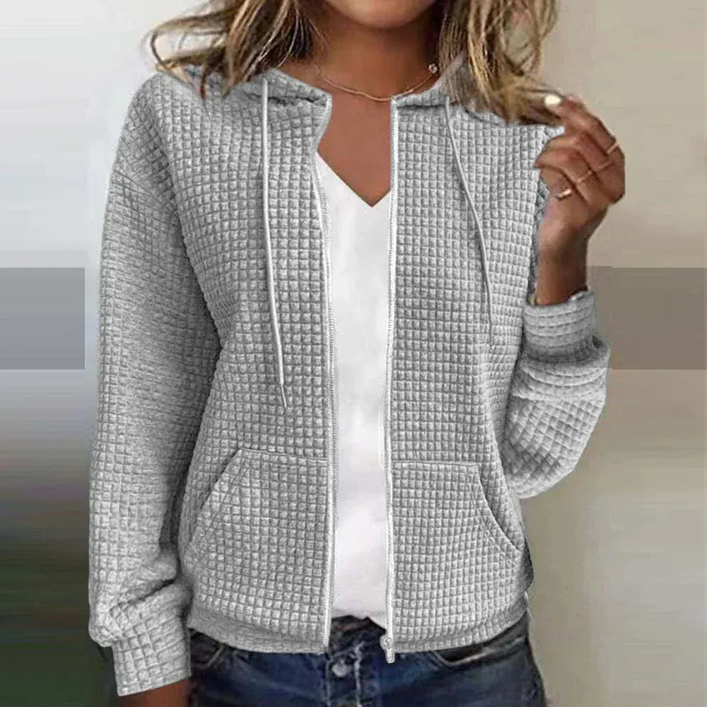 Veste femme – Coupe décontractée – Capuche – Fermeture zippée