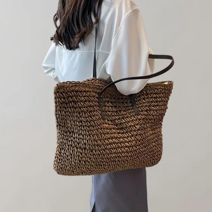 Sac cabas femme – Grand format souple – Tissage naturel – Style bohème décontracté