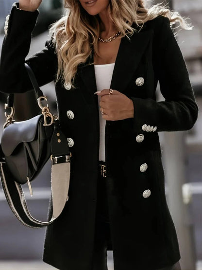 Manteau Femme – Laine – Coupe Cintrée – Double Boutonnage – Longueur Mi-Cuisse