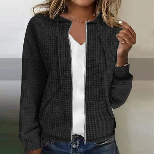 Veste femme – Coupe décontractée – Capuche – Fermeture zippée