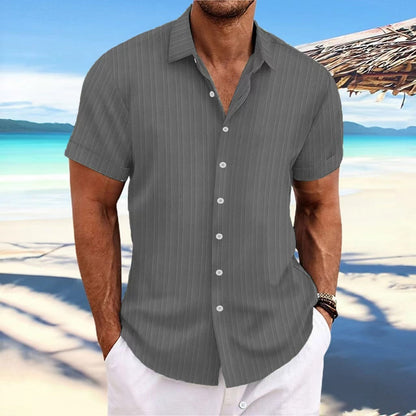 Chemise homme – Coupe décontractée – Manches courtes – Texture Jacquard