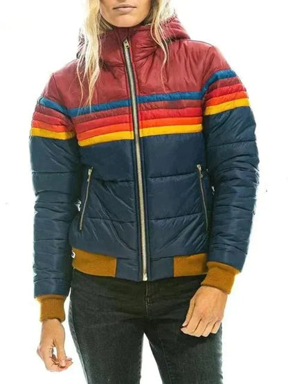 Veste Puffer Femme – Coupe Slim – Matelassée – Col Montant – Ourlet Côtelé