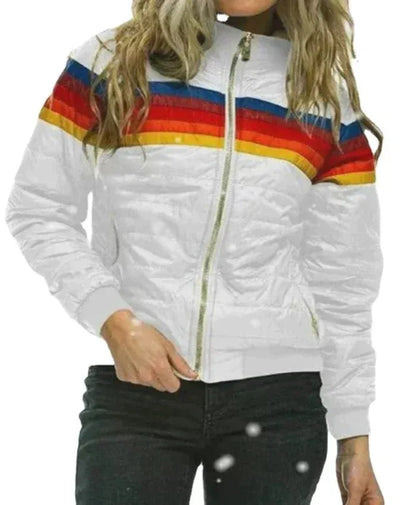 Veste Puffer Femme – Coupe Slim – Matelassée – Col Montant – Ourlet Côtelé