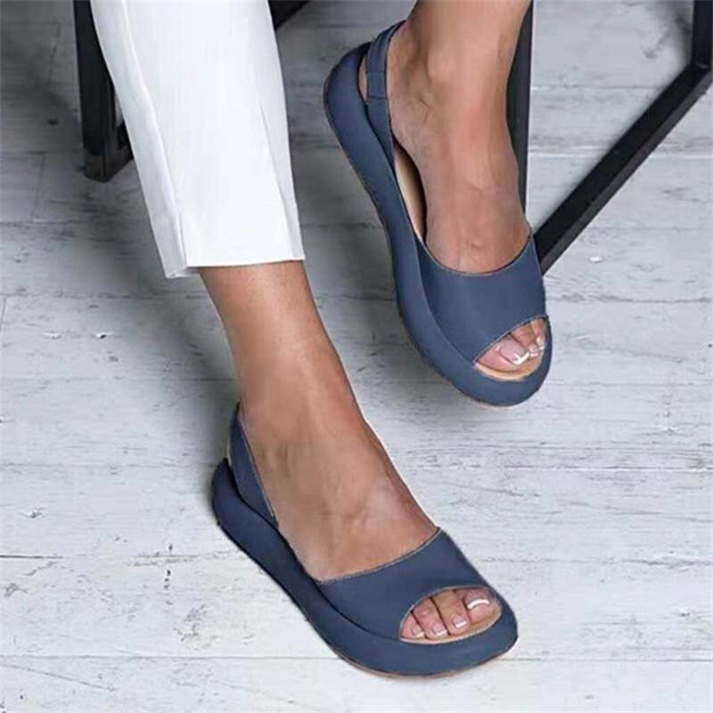 Chaussures plates femme – Bride arrière – Bout ouvert – Semelle plateforme confortable