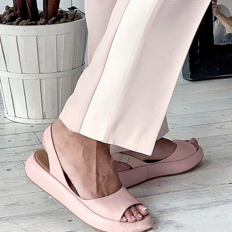 Chaussures plates femme – Bride arrière – Bout ouvert – Semelle plateforme confortable