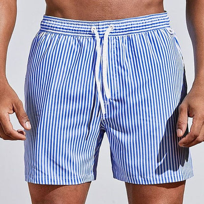Short de bain homme – Coupe régulière – Séchage rapide – Motif rayé – Poches latérales