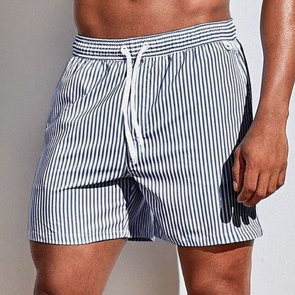 Short de bain homme – Coupe régulière – Séchage rapide – Motif rayé – Poches latérales