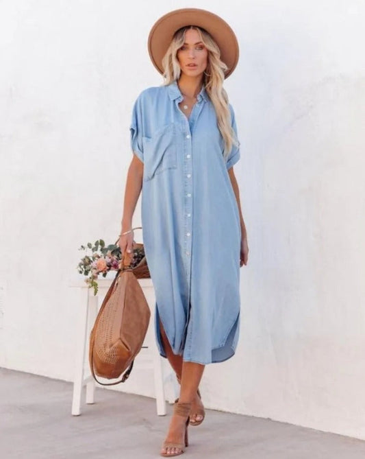 Robe Chemise Femme – Coupe Décontractée – Manches Courtes – Tissu Respirant